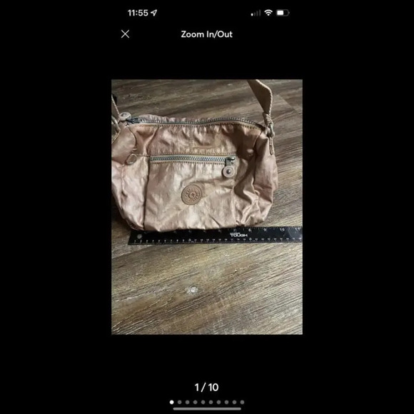 Kipling Reth Crossbody Purse Shoulder Bag Metallic Pink Adjustable Shimmer - Picture 2 of 10